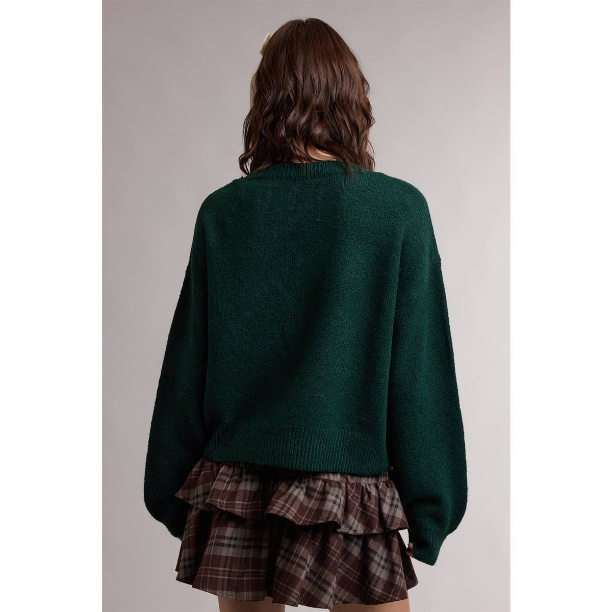 OVERSIZED HOLIDAY BOW KNIT GRAPHIC SWEATER / WL26-13463