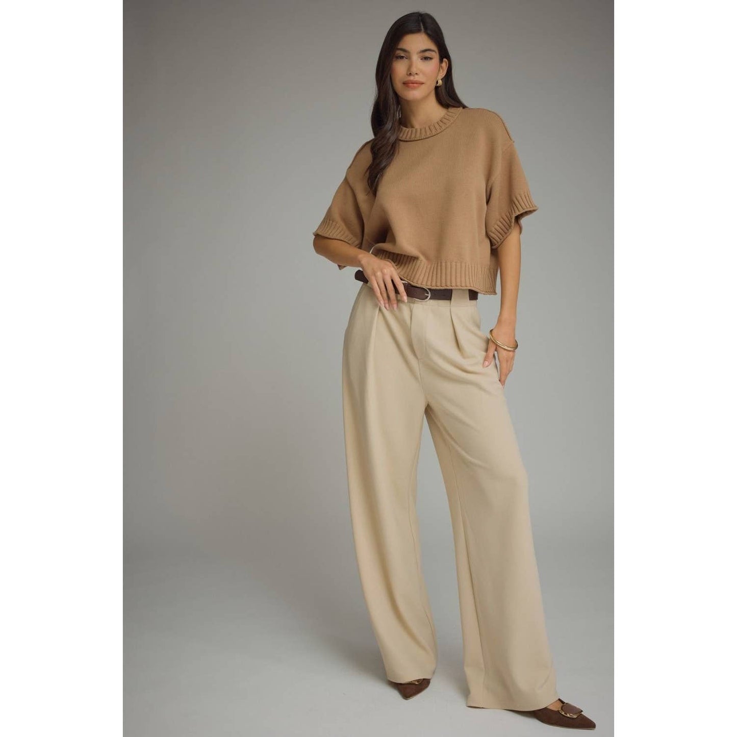 NEW Solid short sleeve knit top