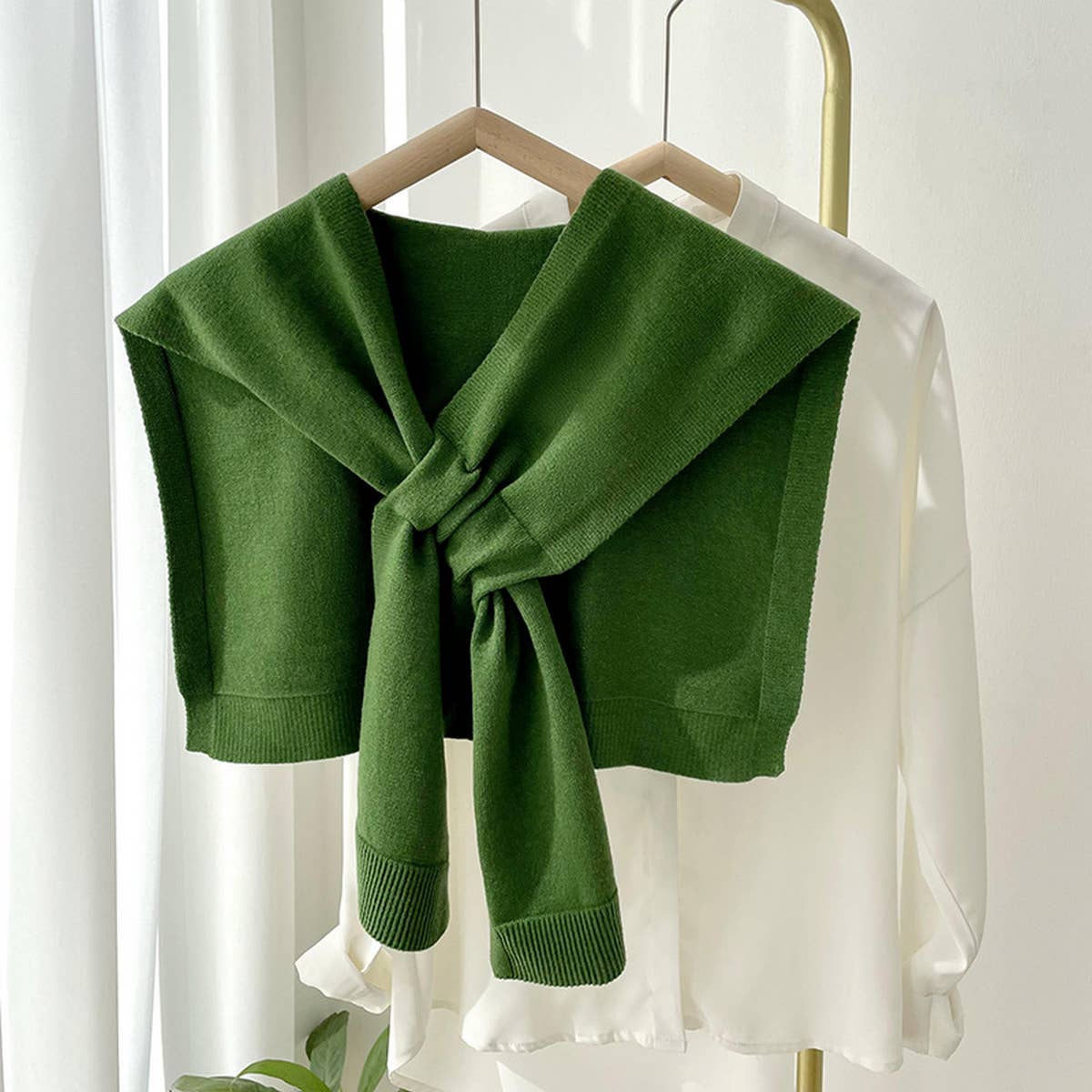 Solid Color Knitted Knotted Shawl–Casual & Cozy _CWASC0757