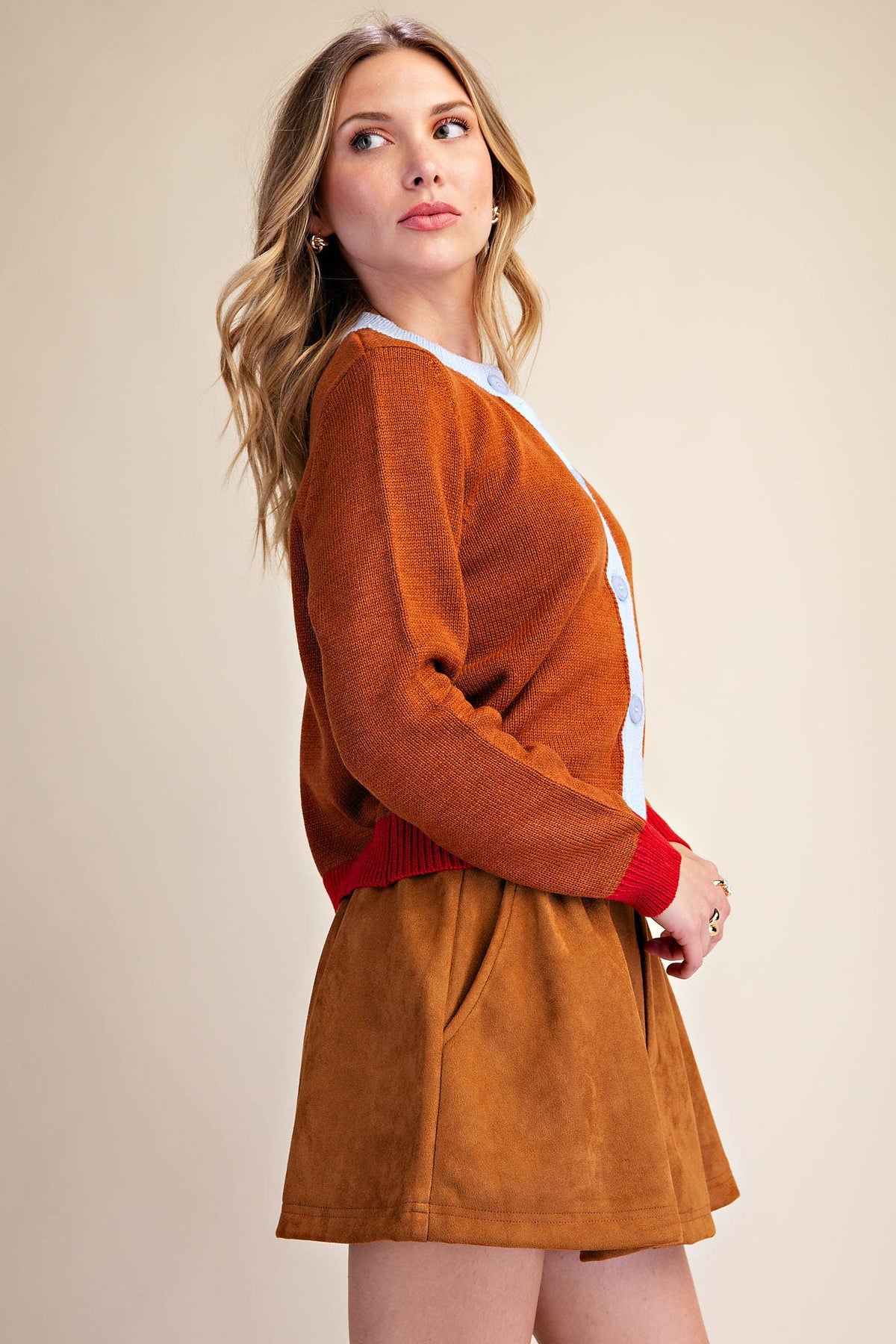 Color Combo Sweater Cardigan