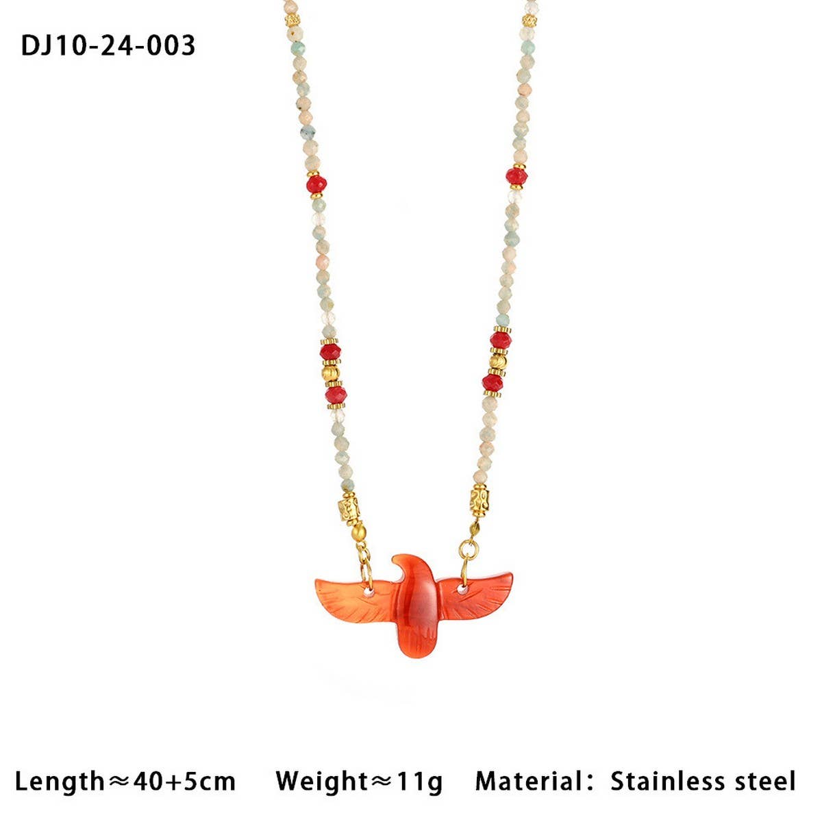 High-End Eagle Beaded Natural Stone Necklace_CWMM7542