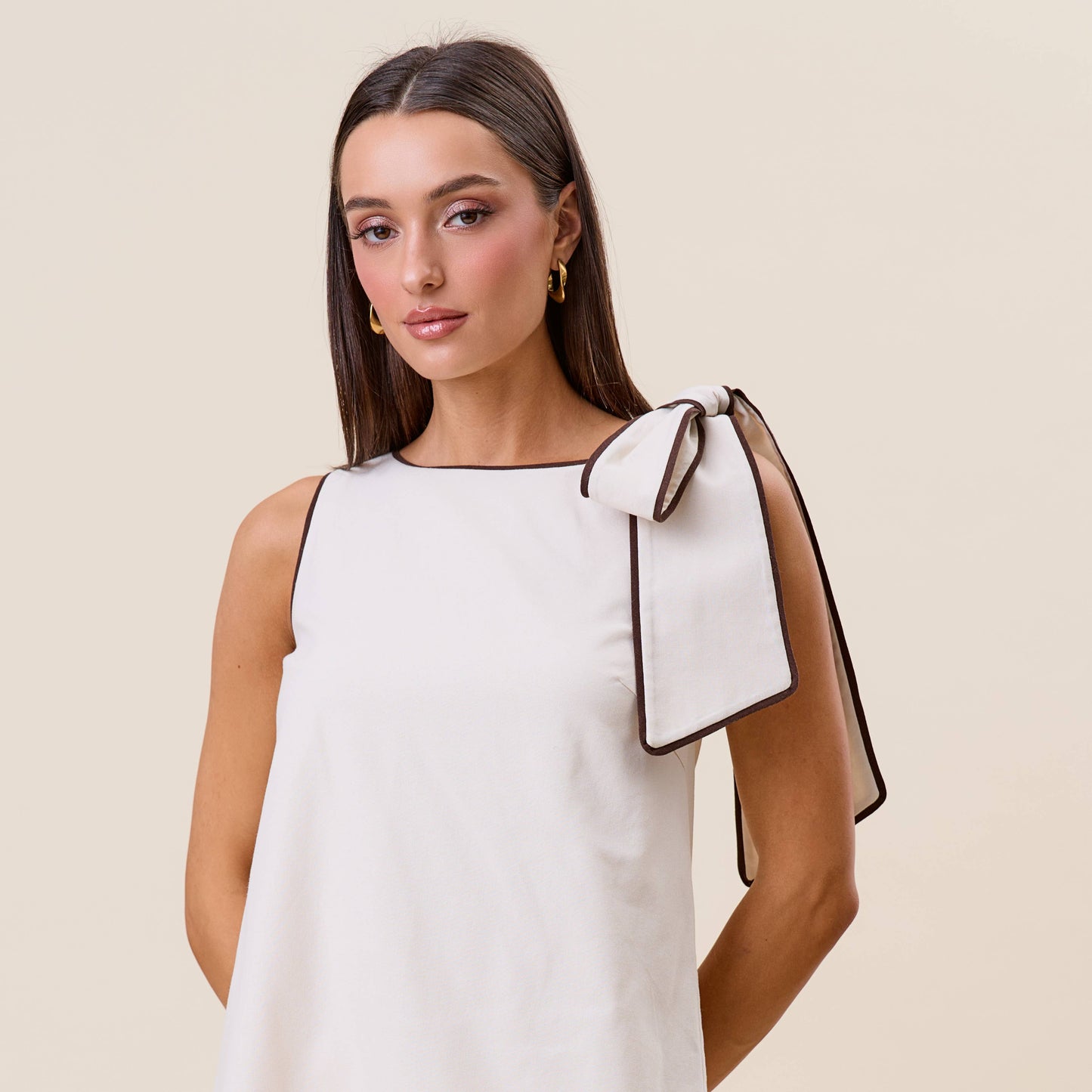 AD3033 Tie shoulder sleeveless mini shift dress