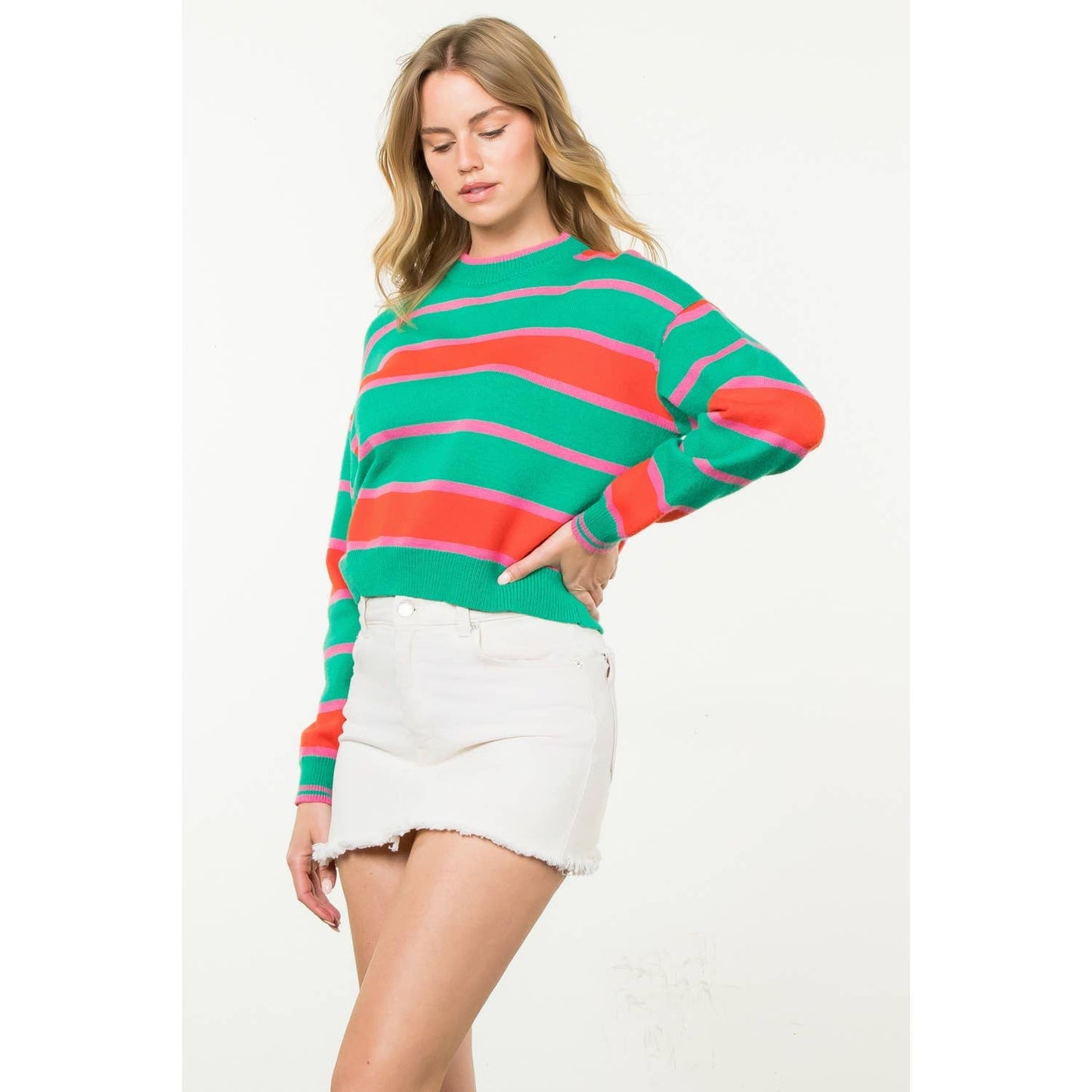 Striped Pattern Knit Sweater