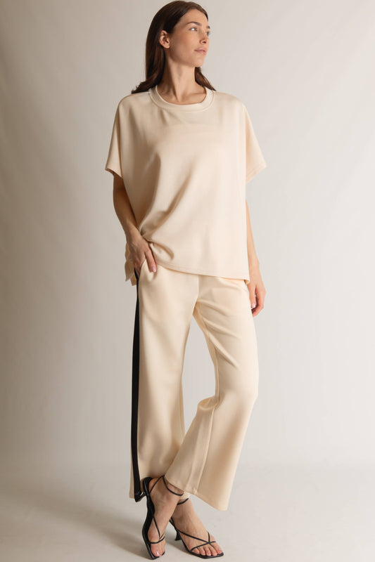 P. CILL Butter Modal Side Stripe Wide Leg Pants