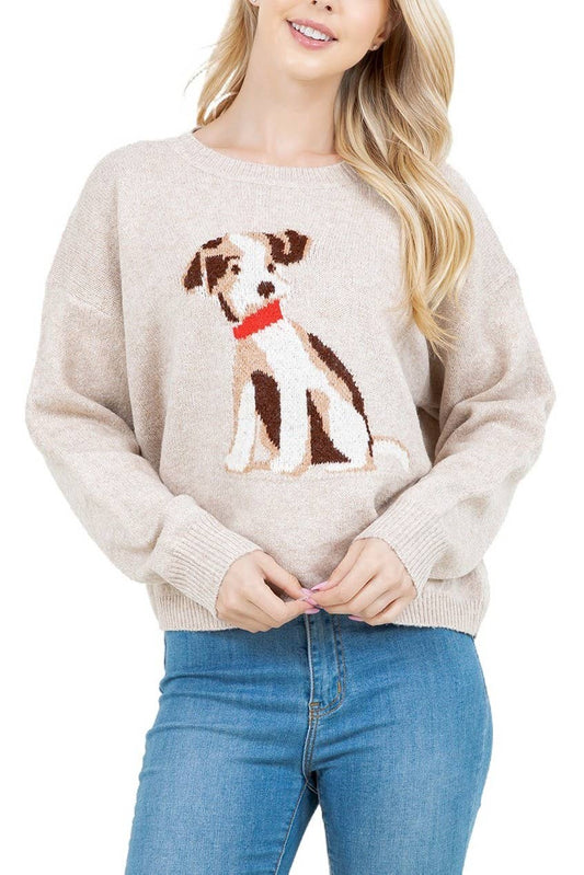 Puppy Graphic Knit Sweater