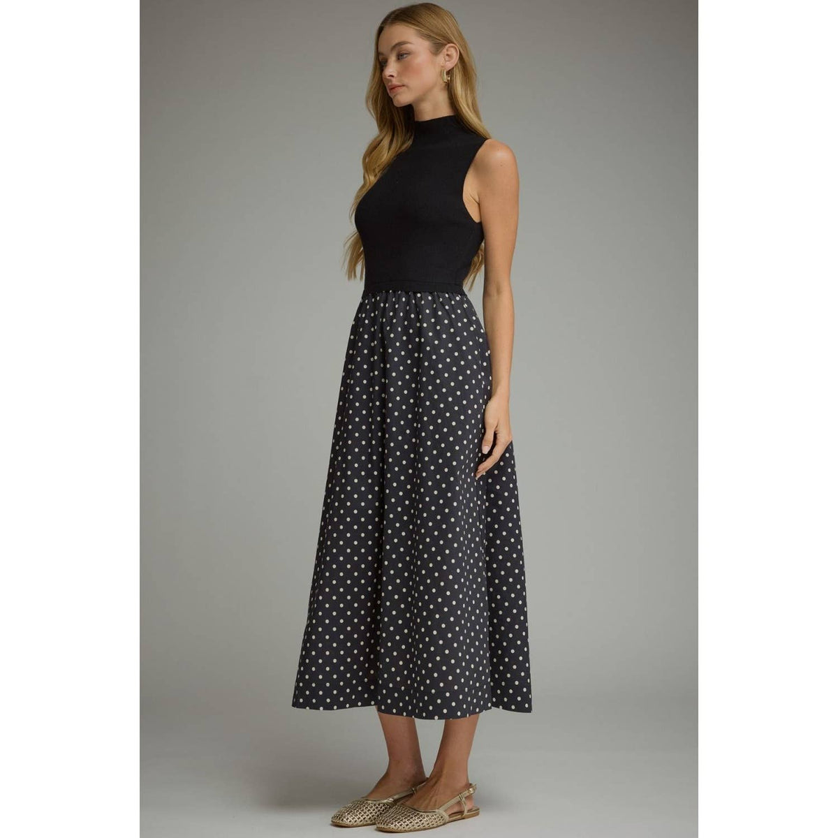 NEW Polka dot sleeveless midi dress