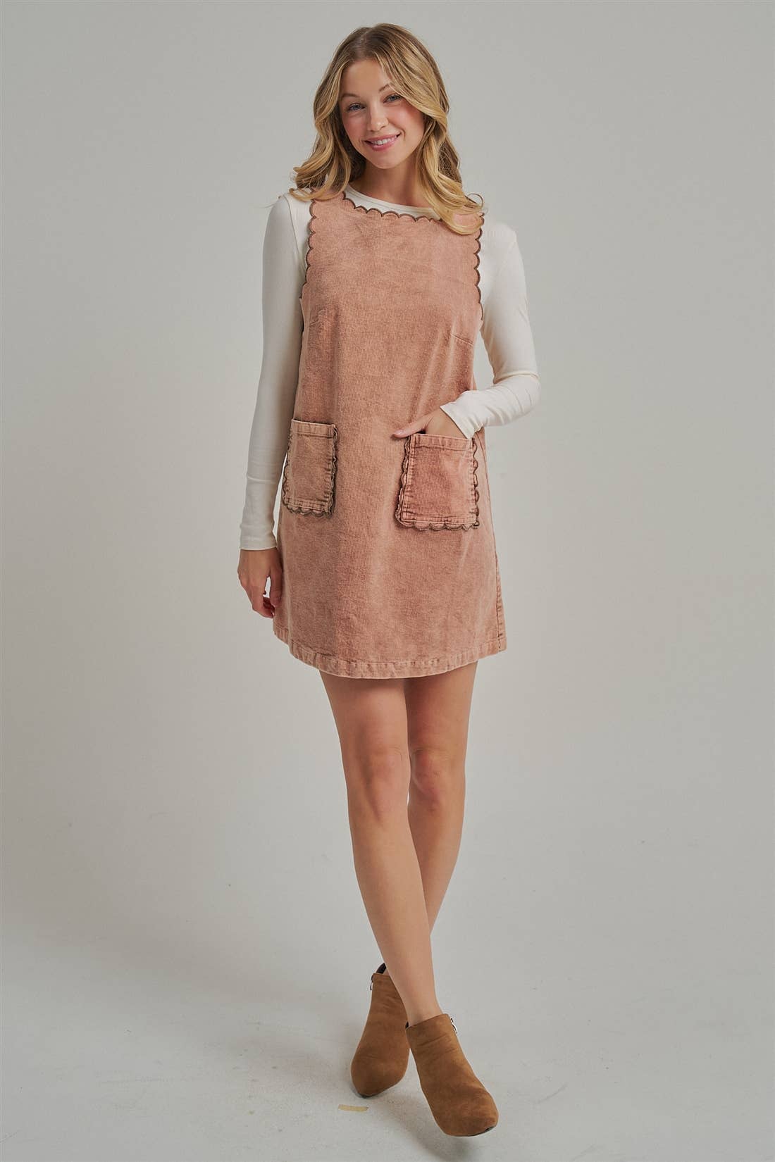 MINERAL WASHED CORDUROY MINI DRESS_JLD60000-11