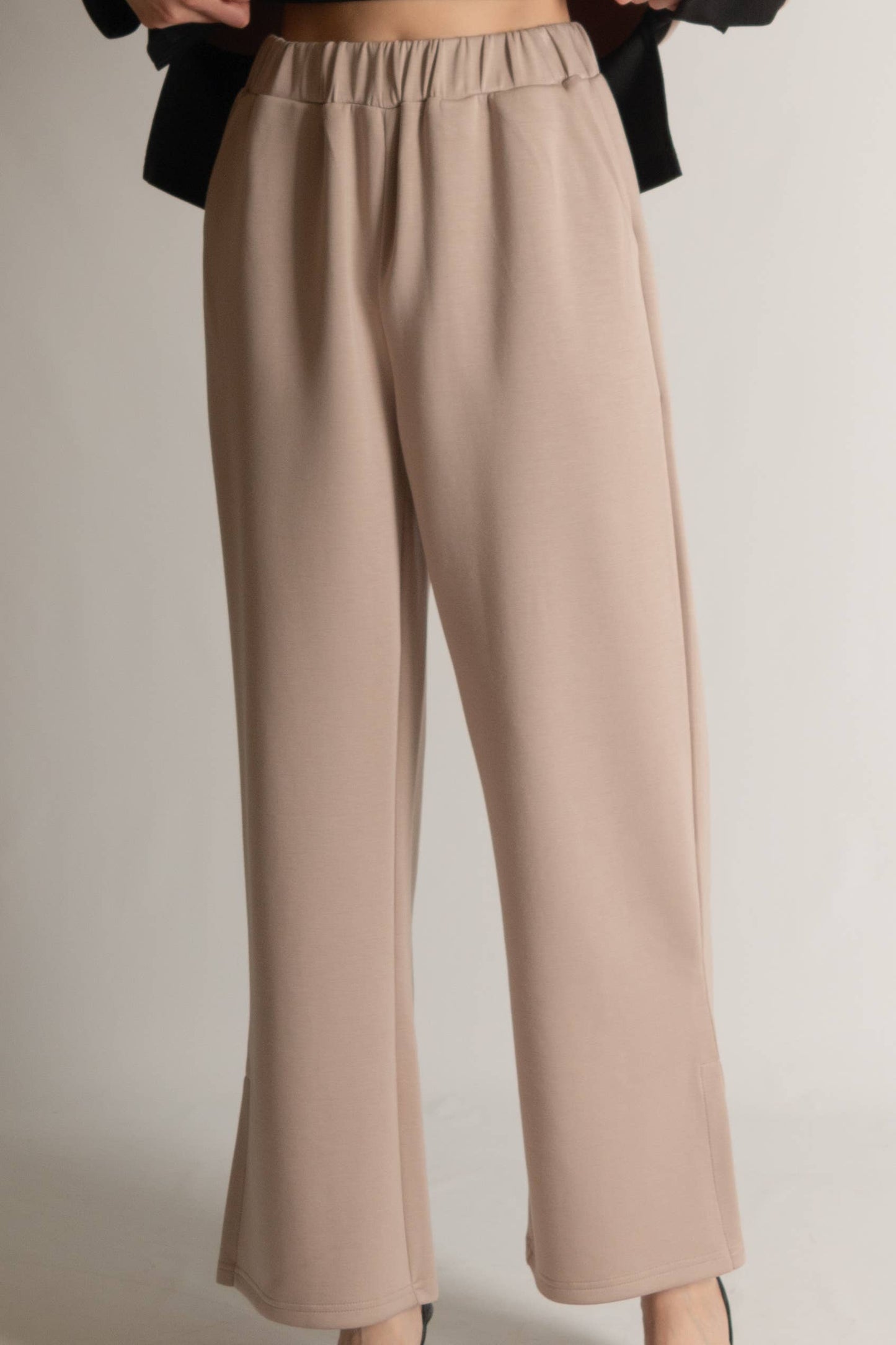 P. CILL Butter Modal Wide Leg Pants w/ Bottom Slit