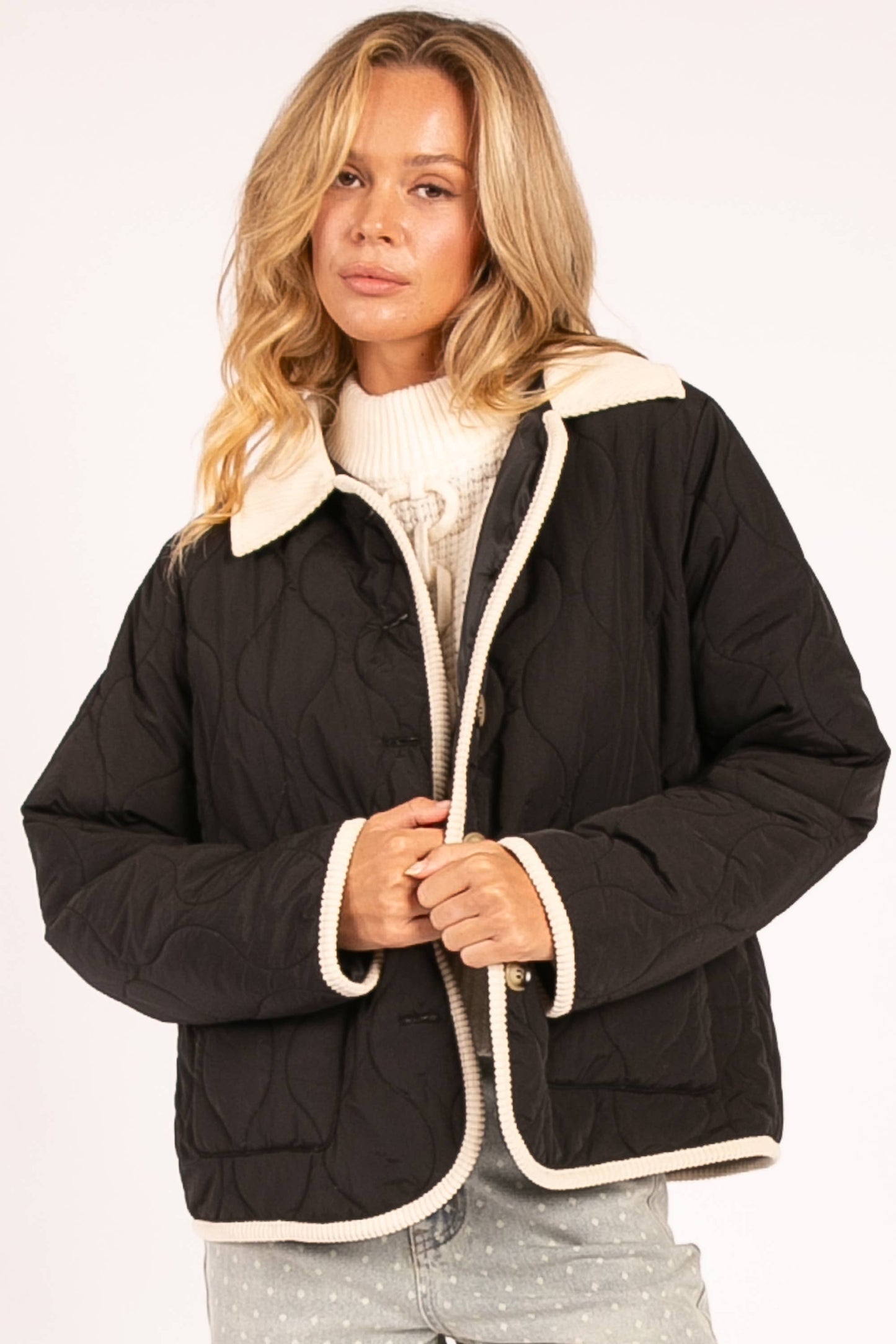 Quilted Button-Down Jacket