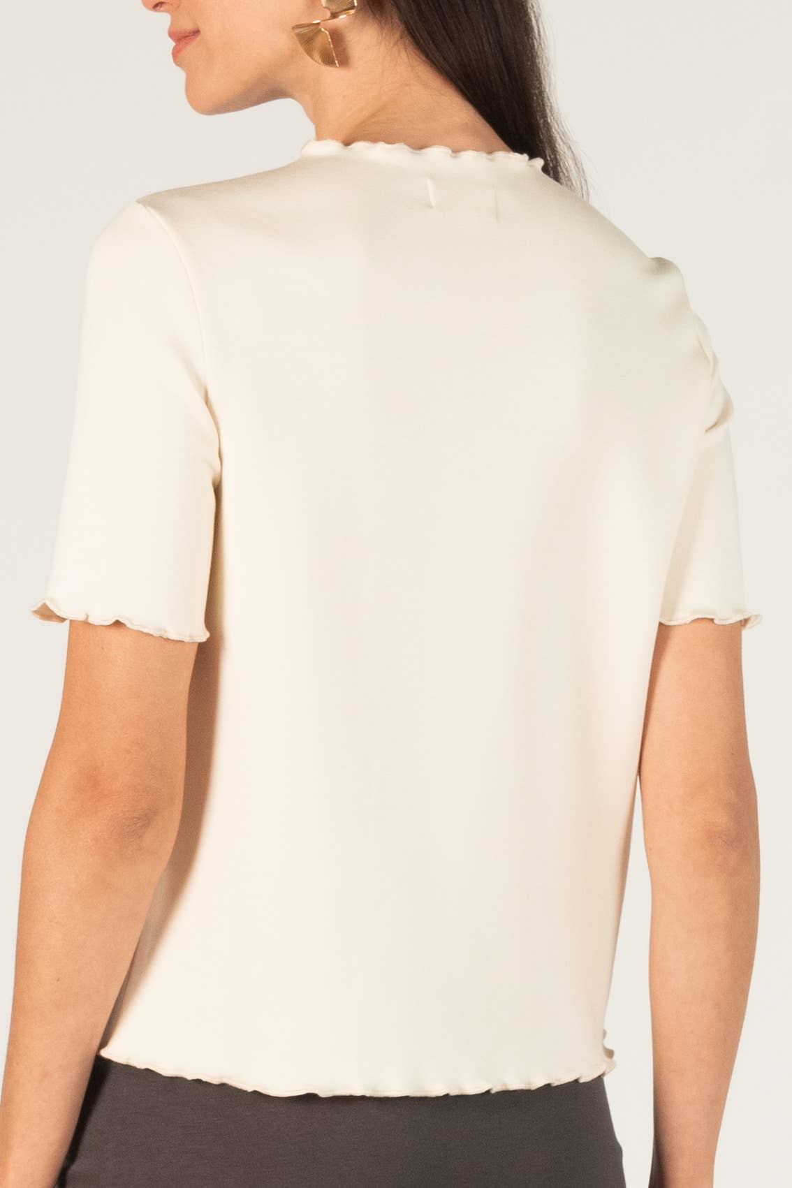 P. CILL Butter Modal Merrow Edge Mock Neck Top