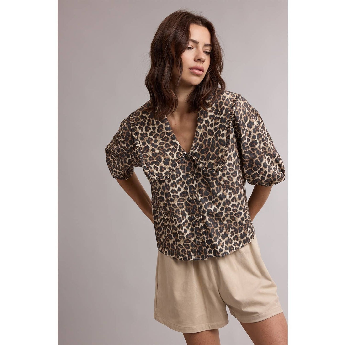 LEOPARD PETER PAN COLLAR BLOUSE / WL26-13188