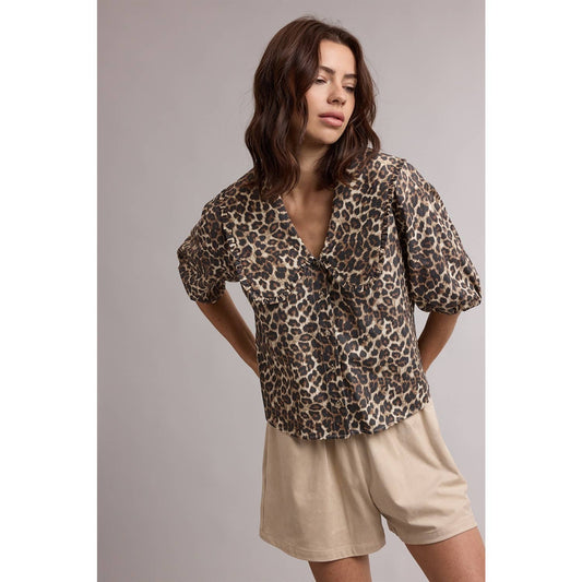 LEOPARD PETER PAN COLLAR BLOUSE / WL26-13188