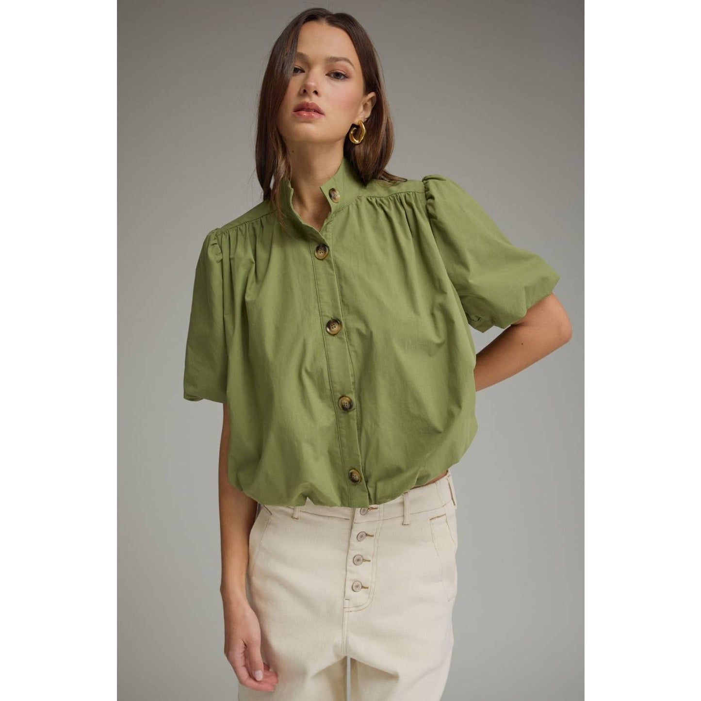 NEW Solid short puff sleeve top