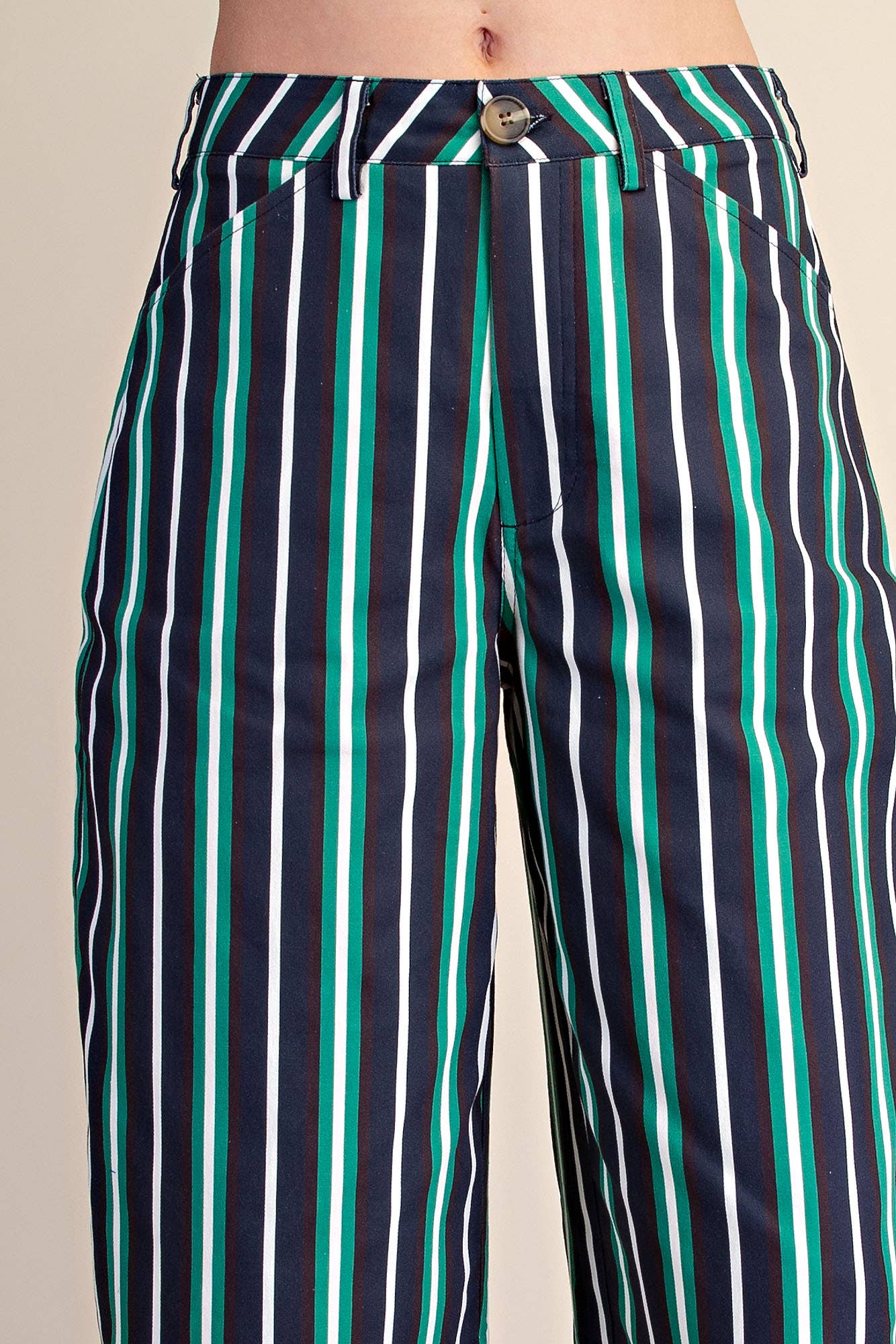 Barrel Leg Stripe Casual High Waist Pants