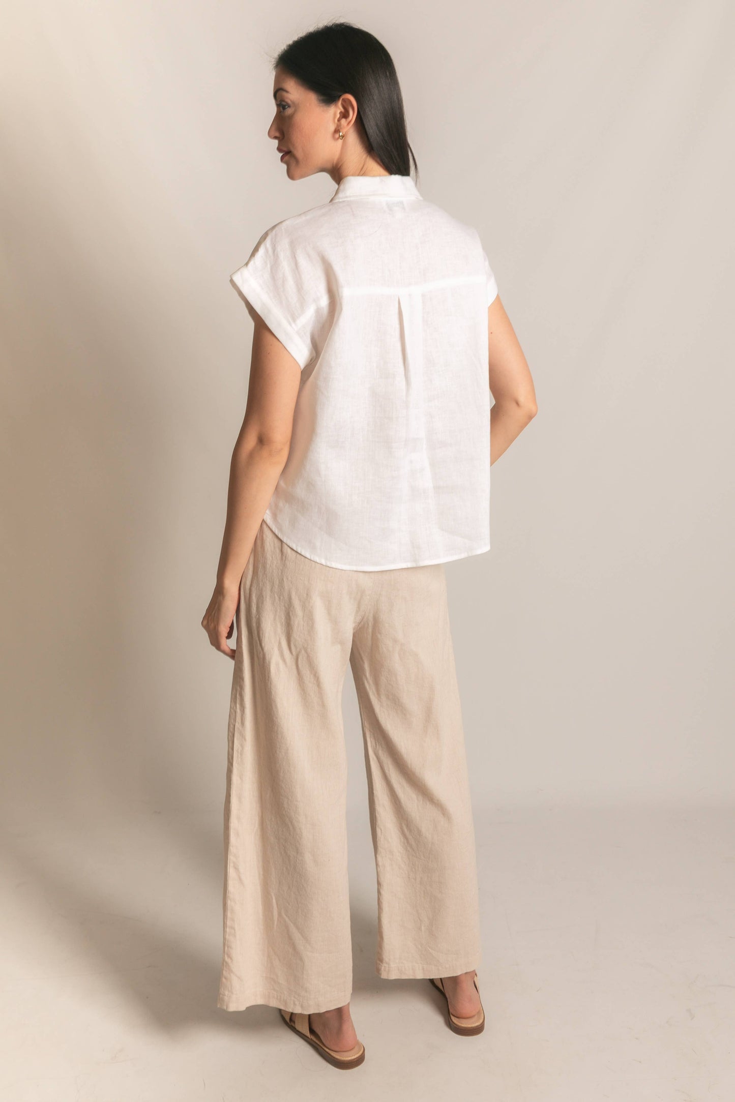 P.CILL Linen Relaxed Short Sleeve Button Up Shirt