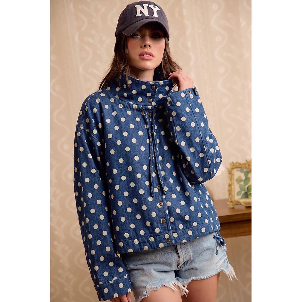 PRINTED HOODED WINDBREAKER JACKET TOP