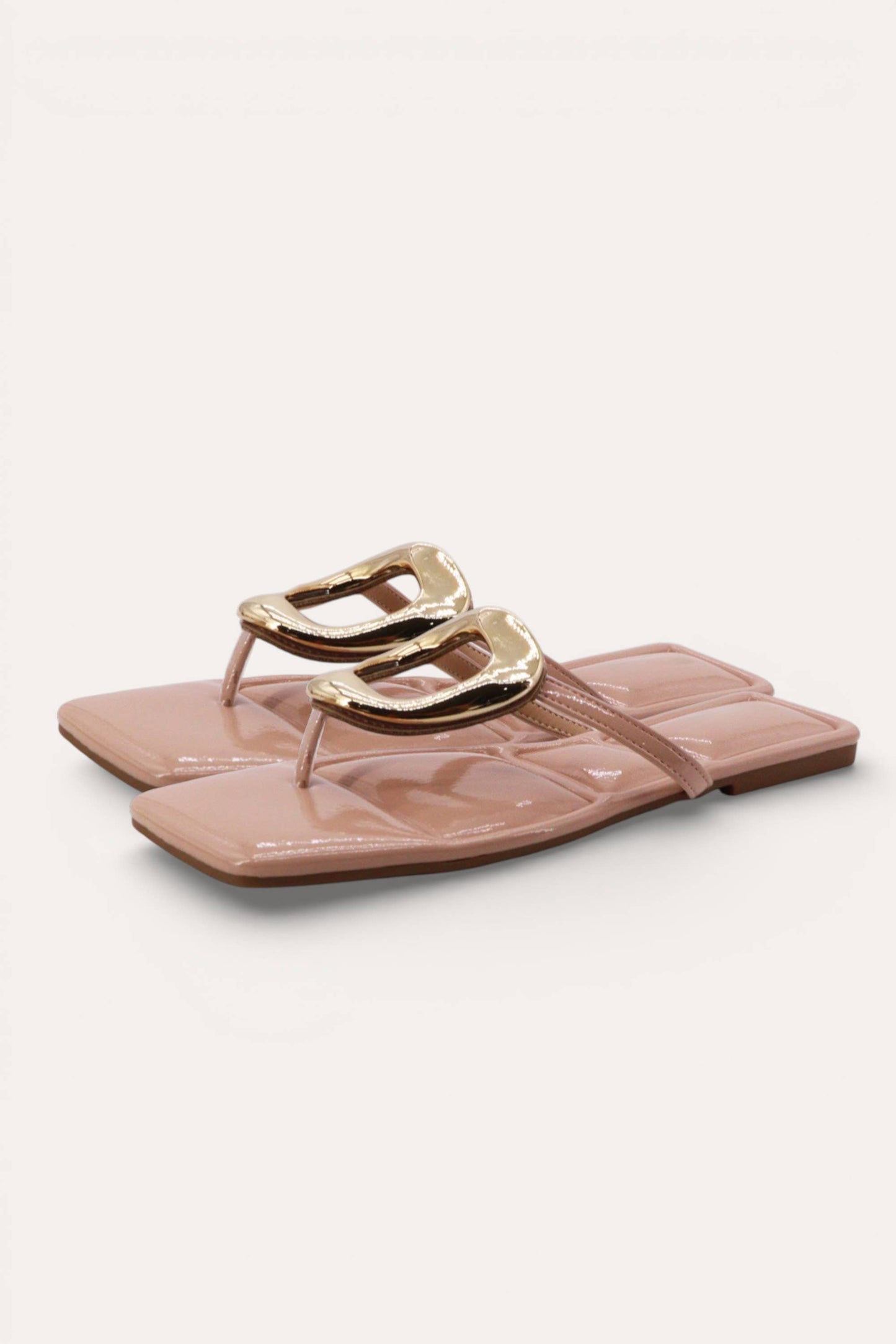 TOKYO-01 SQUARE TOE THONG SANDAL WITH METAL RING DETAILED