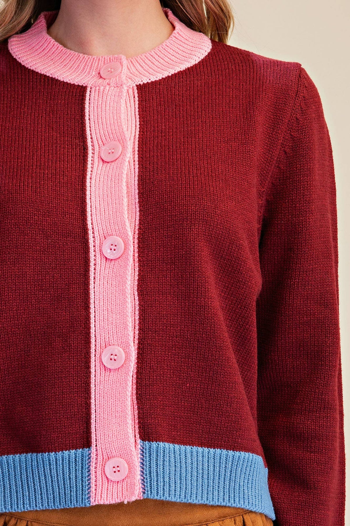 Color Combo Sweater Cardigan